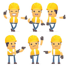 set of contractor character in different poses