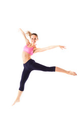 Fototapeta na wymiar Sporty girl doing stretching exercises