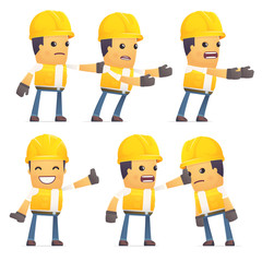 set of contractor character in different poses