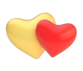 Pair of hearts composition isolated