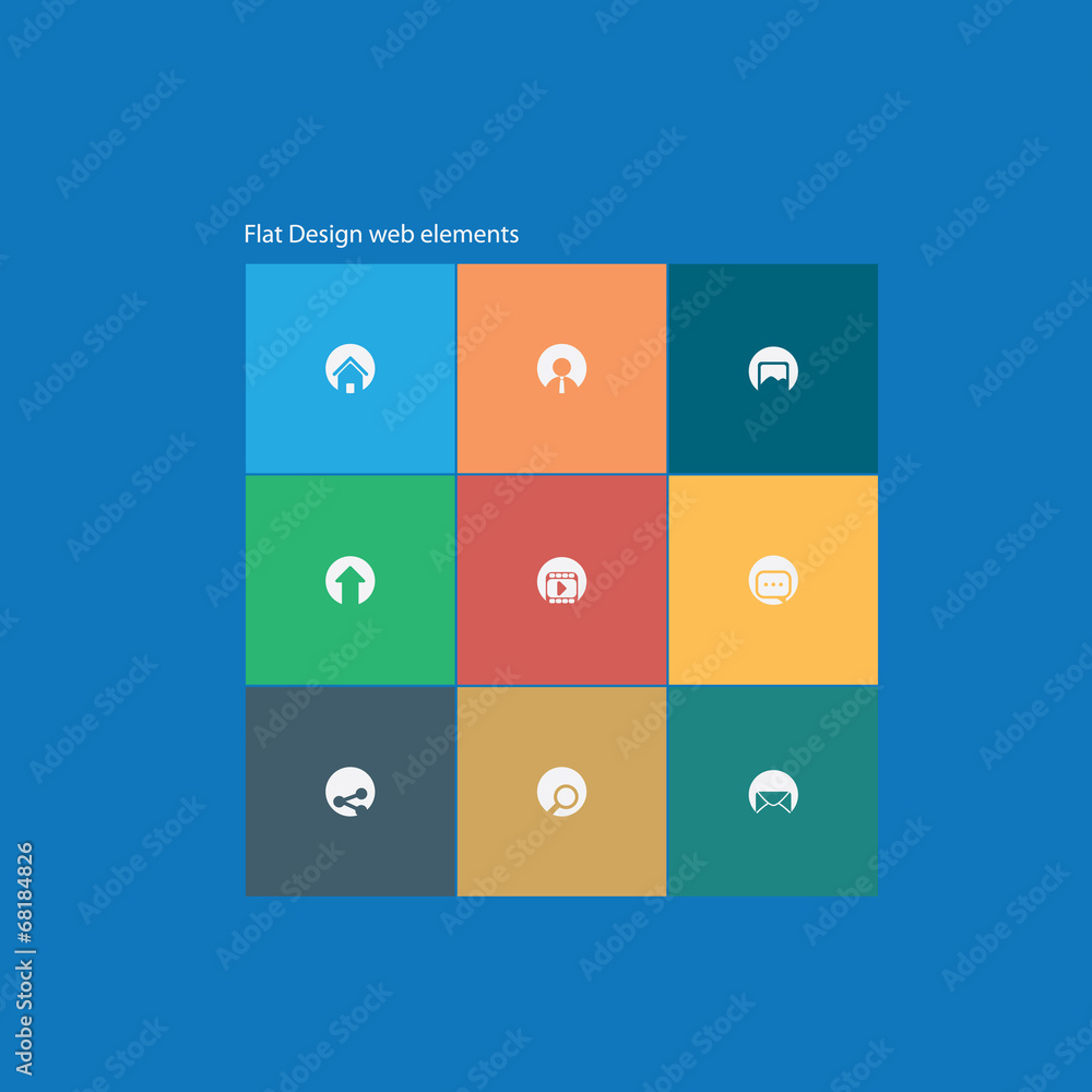 Poster flat design icons set for modern websites.