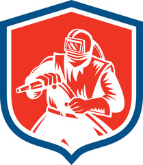 Sandblaster Sandblasting Hose Shield Woodcut