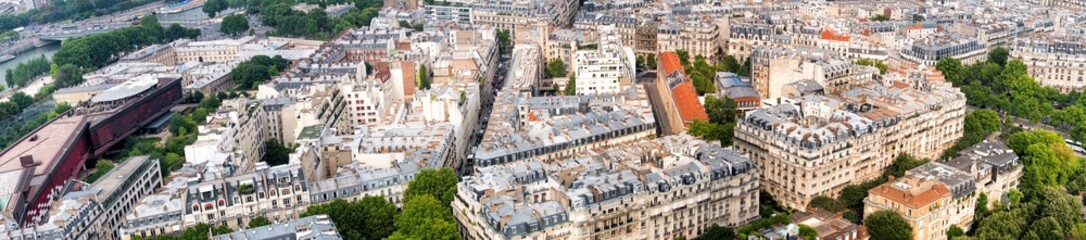 Panele Szklane Podświetlane  Budynki Paryża. Widok z lotu ptaka z Wieży Eiffla