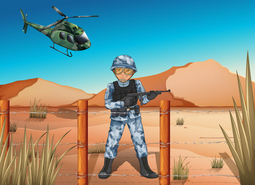 A brave soldier in the battlefield