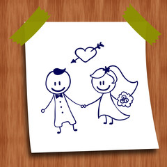 Dessin au stylo : marier