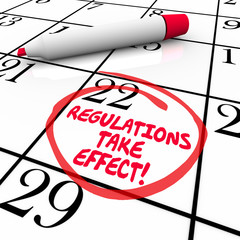 Regulations Take Effect Calendar Day Date Circled Reminder - obrazy, fototapety, plakaty