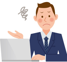 パソコンをするビジネスマン　分からない