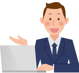 ビジネスマン　パソコン　紹介