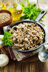 Buckwheat porridge with mushrooms