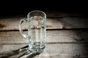 Empty glass beer mug