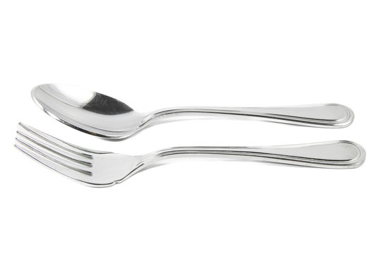 Spoon and fork isolated on white background