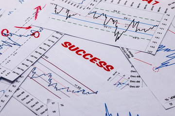 success concept displayed in graphs and charts