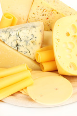 Various types of cheese close up