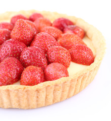 Strawberry tart isolated on white