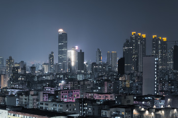 City night scene of Hong Kong