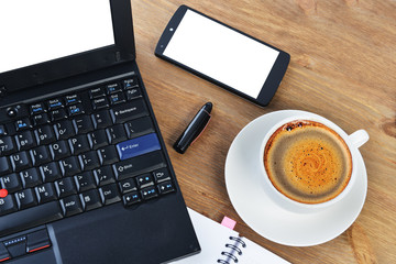 notebook and cup of coffee