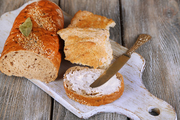 Baked bread and toast with fresh butter,