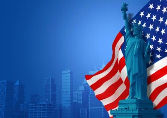 Photo sur Plexiglas Statue de la Liberté Blue American Background