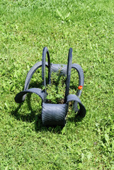 Fototapeta premium Flowerpot made of a tire