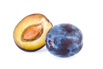 plums on white background