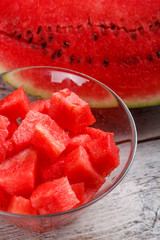 Diced ripe watermelon