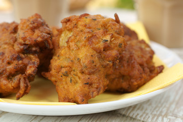 Onion Bhajis a spicy Indian snack