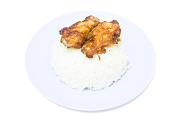 fried chicken with garlic pepper and rice
