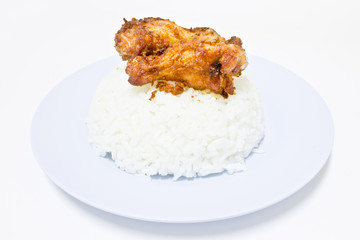fried chicken with garlic pepper and rice