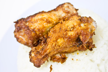 fried chicken with garlic pepper and rice