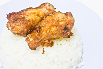 fried chicken with garlic pepper and rice
