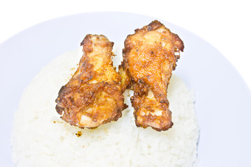 fried chicken with garlic pepper and rice