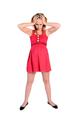 Isolated young pregnant woman