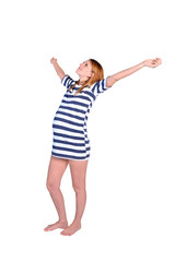 Isolated young pregnant woman