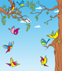 Obraz premium Birds in the trees