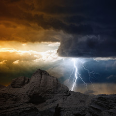 Lightning in mountain