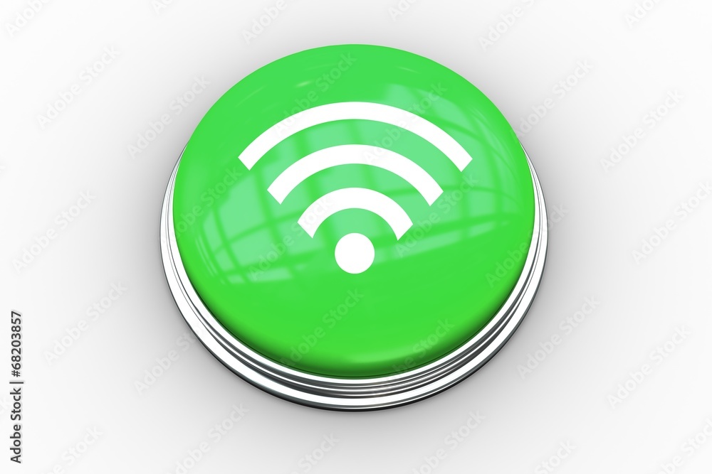 Poster Composite image of wifi symbol graphic on button