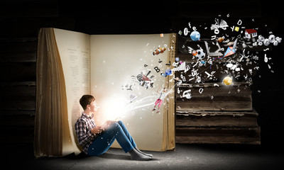 Guy reading book