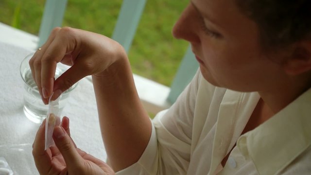 Sick Woman with Extracted Wisdom Tooth.