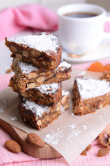 Delicious cake panforte on table close-up