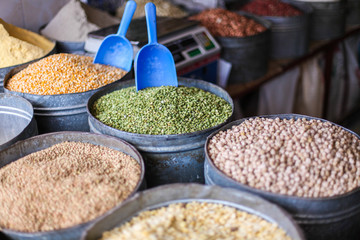 Various spices at the market Marrakech, Morocco