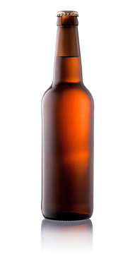 Brown Beer Bottle Isolated On White Background