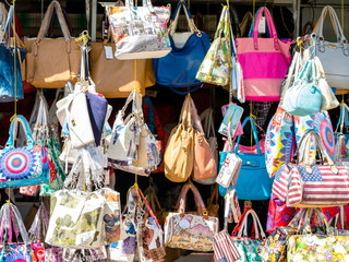 Coloured purses for sale at on air market