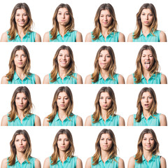 Beautiful Young Woman Multiple Portrait