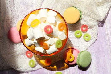 Different sweets on table, close-up