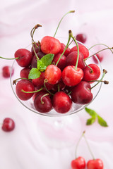 Fresh cherry in a glass