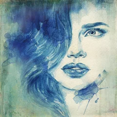 woman portrait  .abstract  watercolor .fashion background