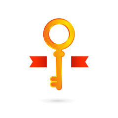 Gold key logo design template. Real estate symbol sign.