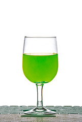 apple juice  from  glass on white background