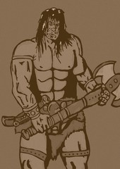 Obraz na płótnie Canvas Vintage barbarian with axe