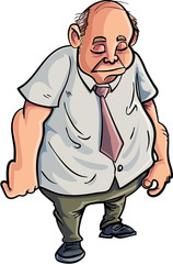 Cartoon overweight man looking very sad